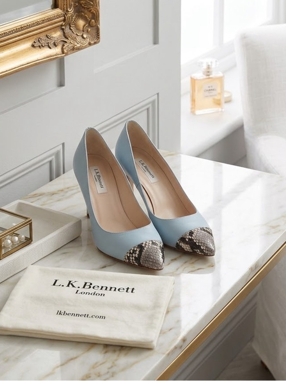 LK Bennett Kay Snake Effect Heels